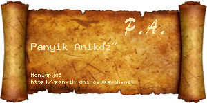 Panyik Anikó névjegykártya